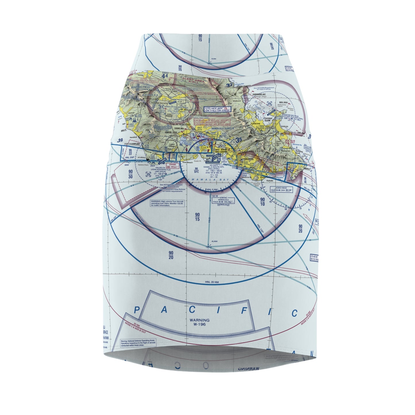 Honolulu Sectional Chart pencil skirt