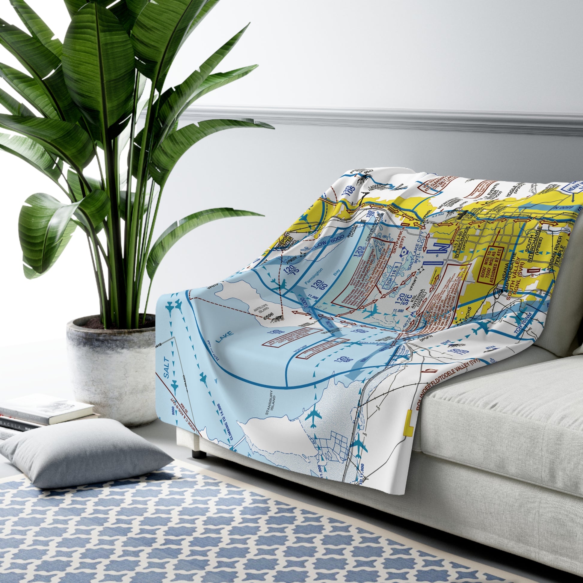 Salt Lake City Flyway Chart sherpa fleece blanket