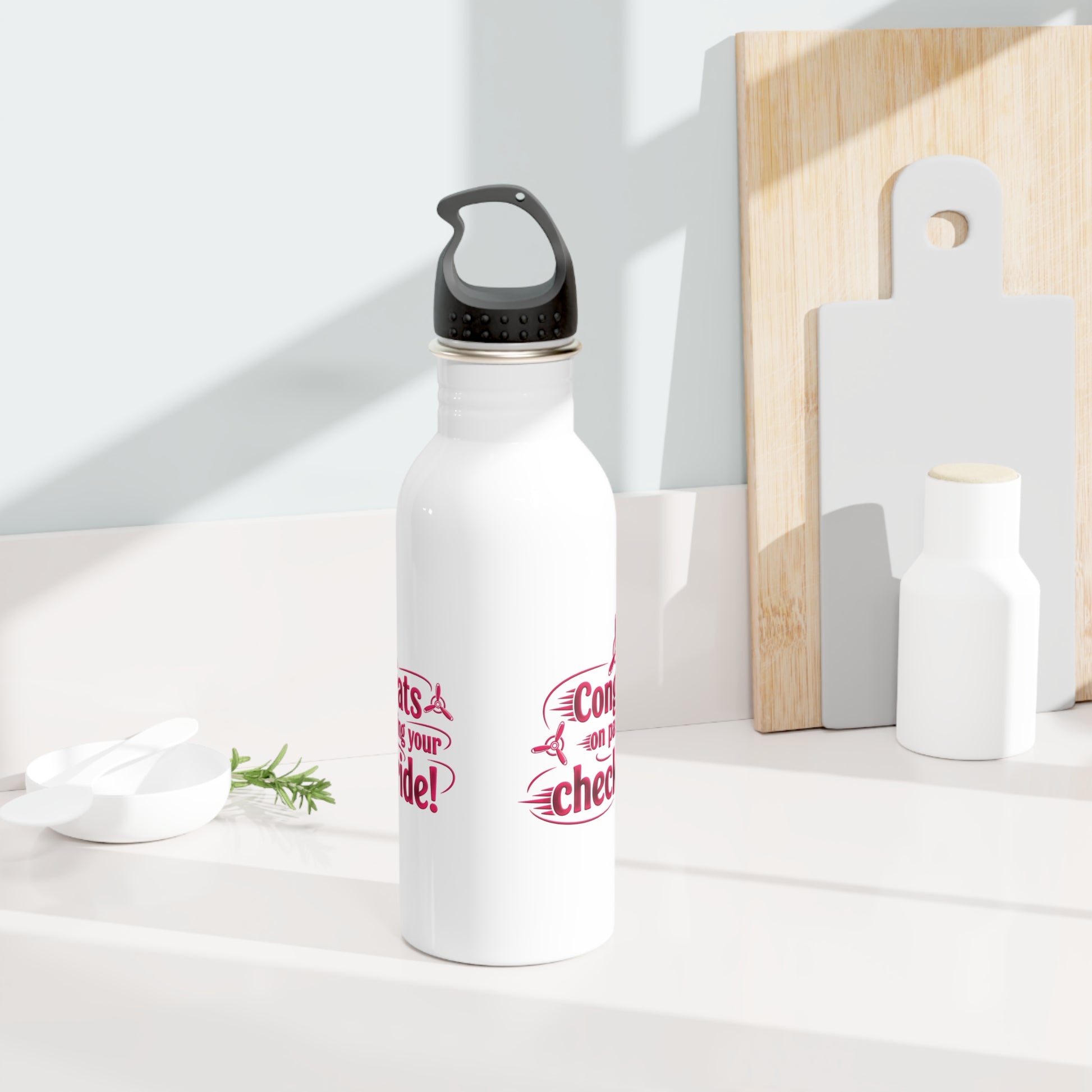 Congrats on passing your checkride! 20 oz. stainless steel water bottle (v3. pink)