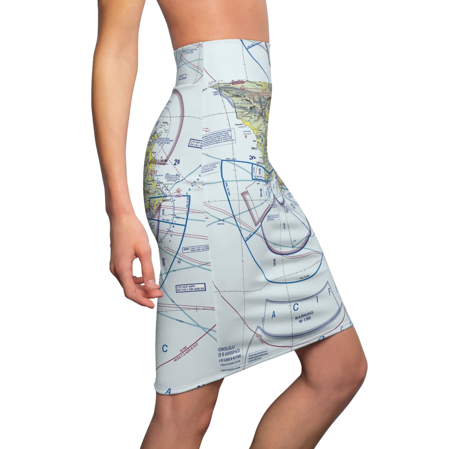 Honolulu Sectional Chart pencil skirt