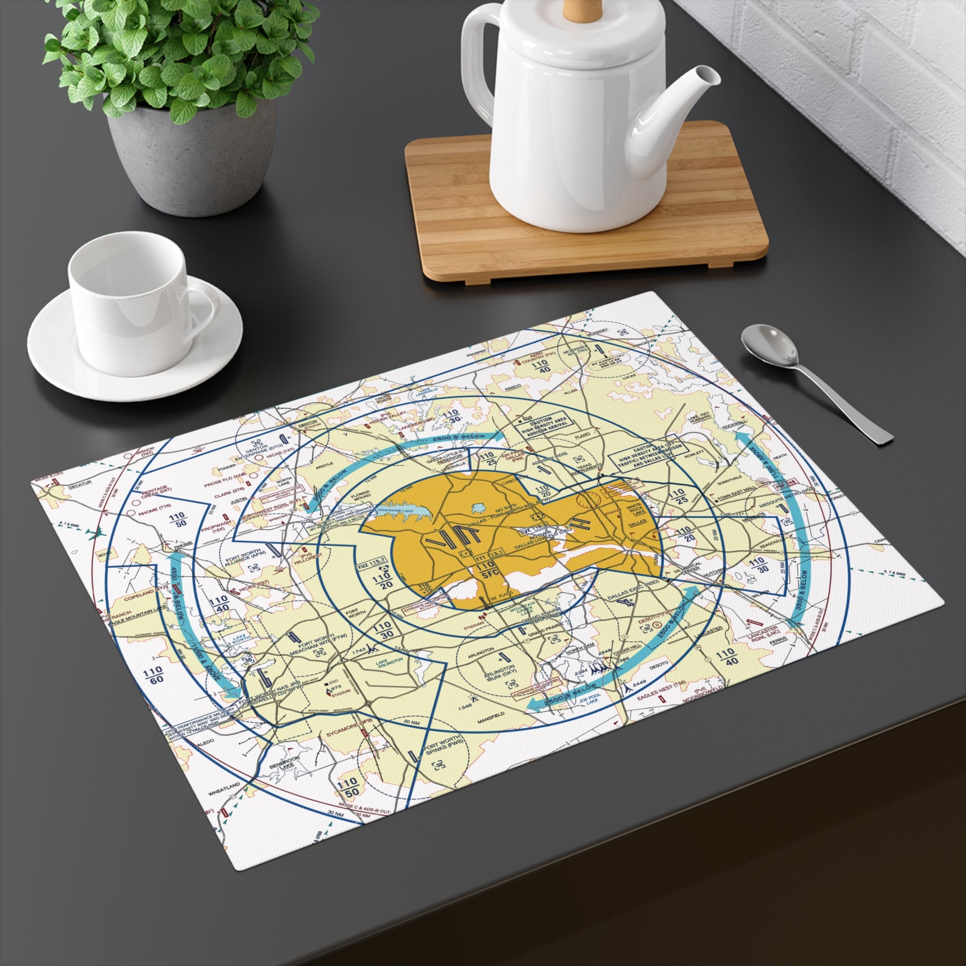 Dallas Ft. Worth Flyway Chart kitchen placemat