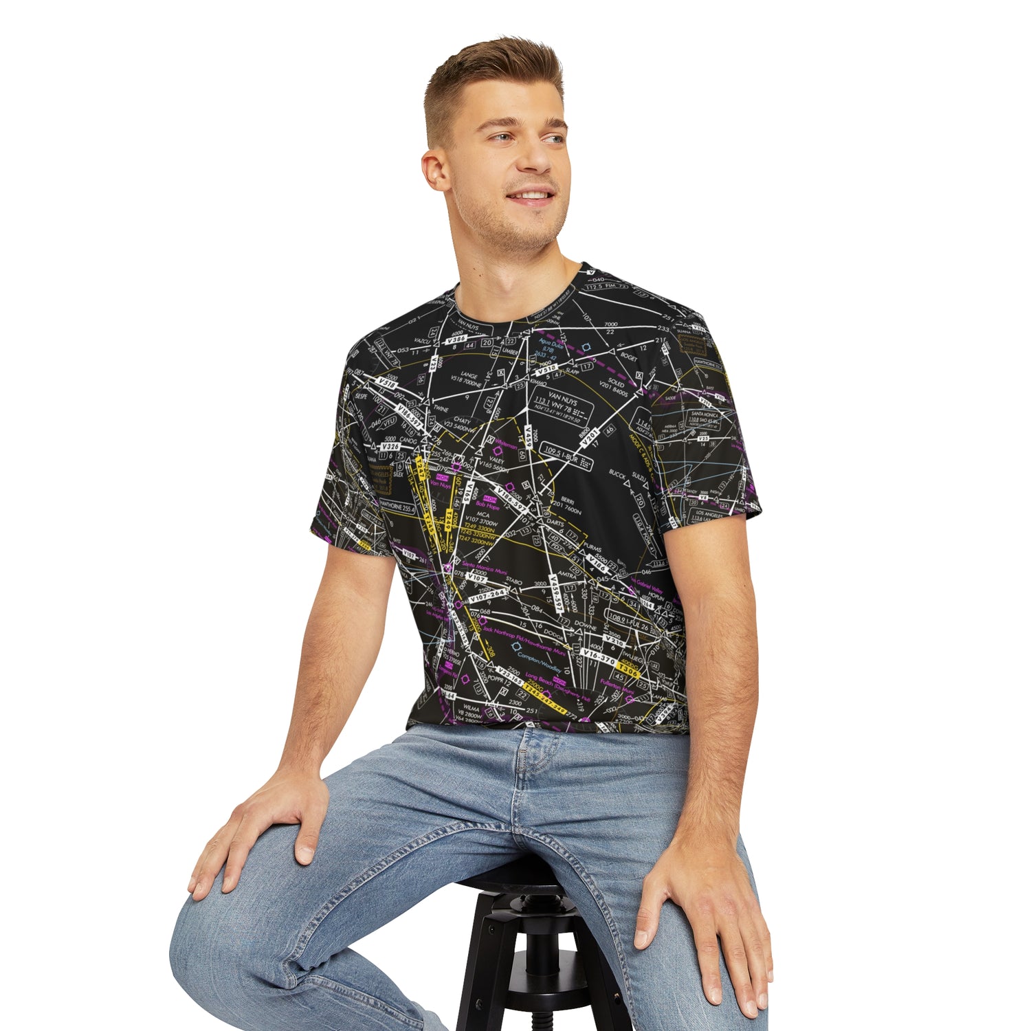 LAX Enroute Low Altitude Chart (invert) men's polyester shirt