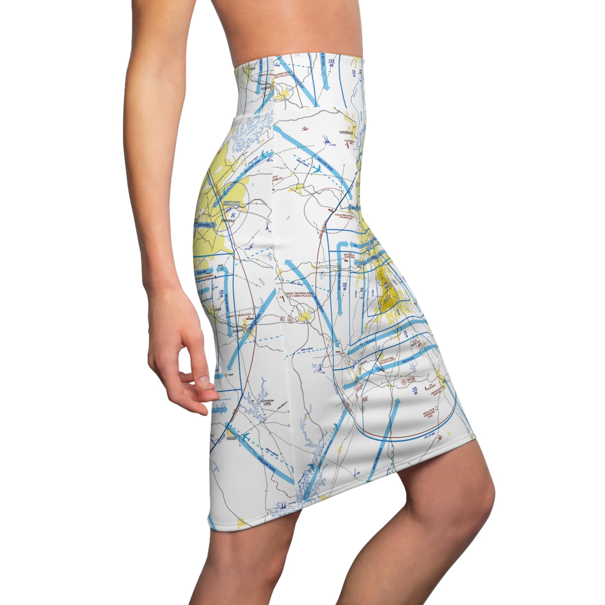 Atlanta Flyway Chart pencil skirt