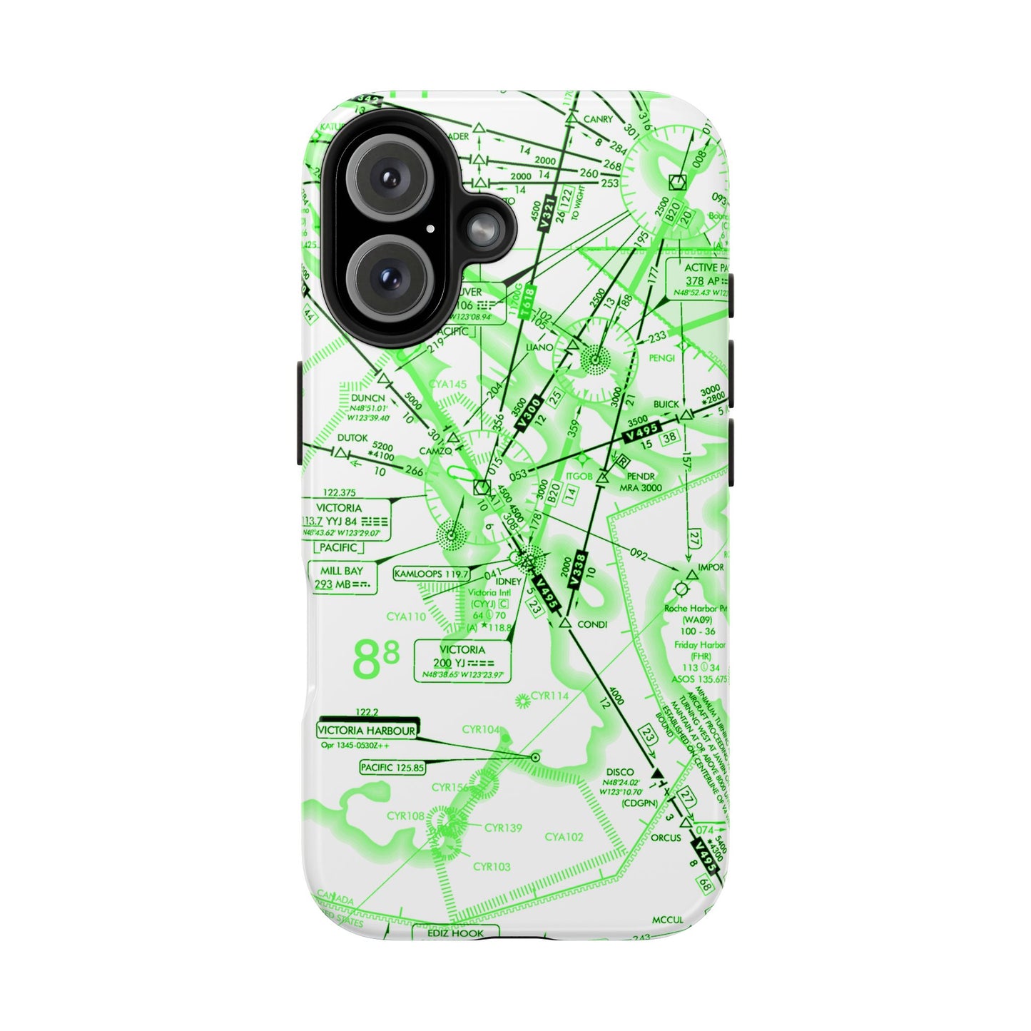 Enroute Low Altitude Chart (ELUS1) tough phone cases (green&white)