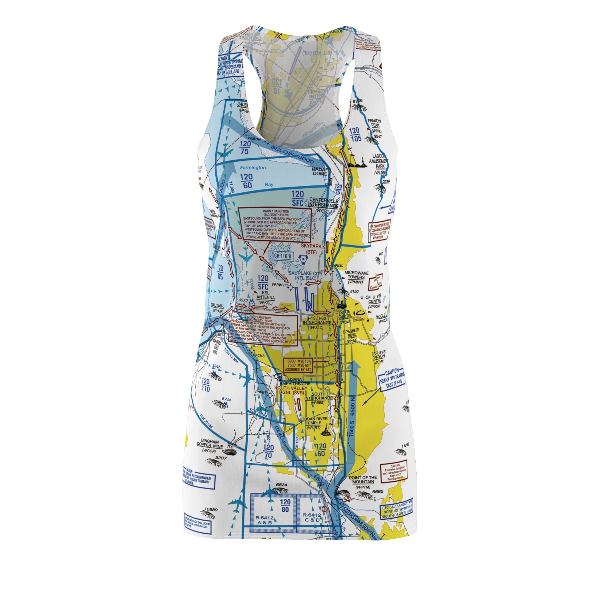 Salt Lake City Flyway Chart racerback dress