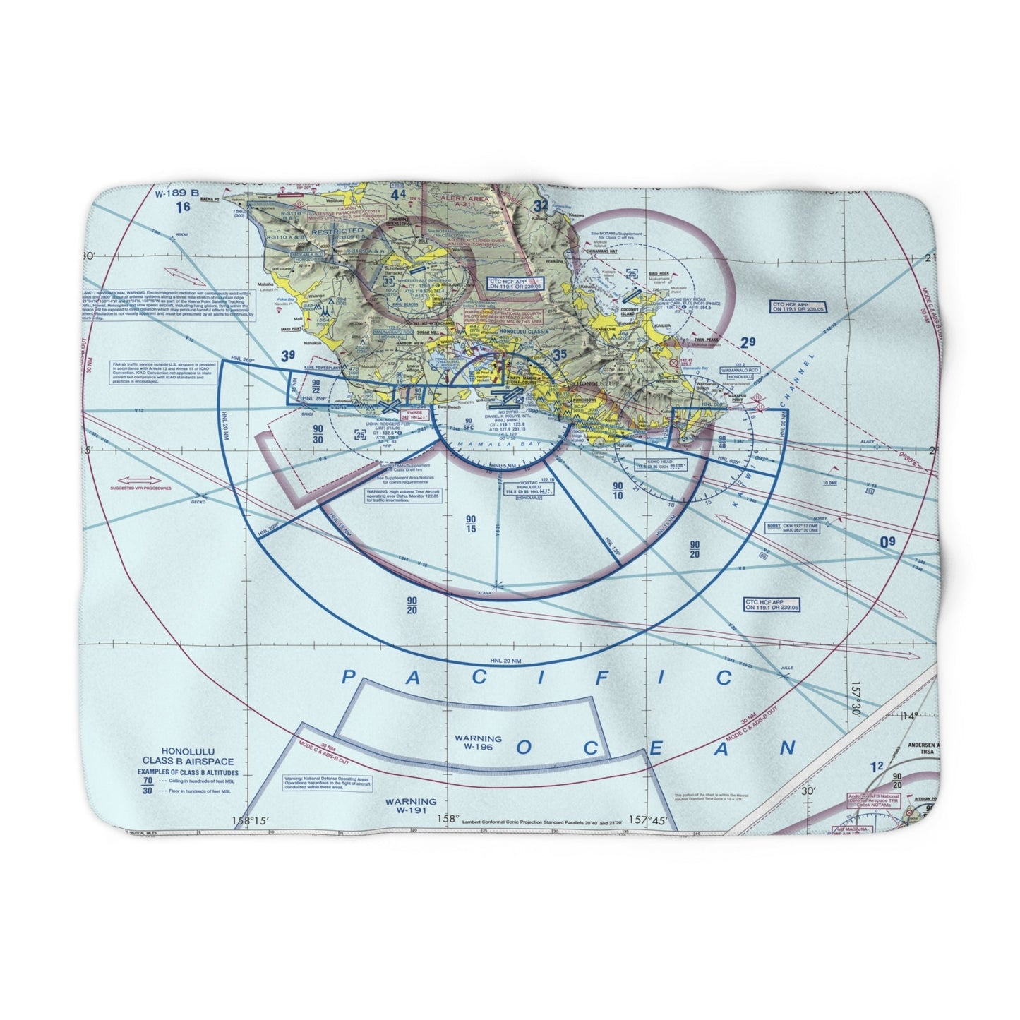 Honolulu Sectional Chart sherpa fleece blanket