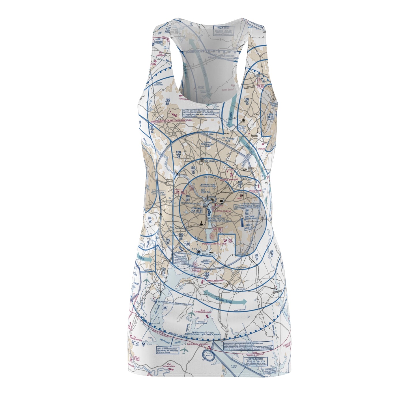 Baltimore-Washington Flyway Chart racerback dress