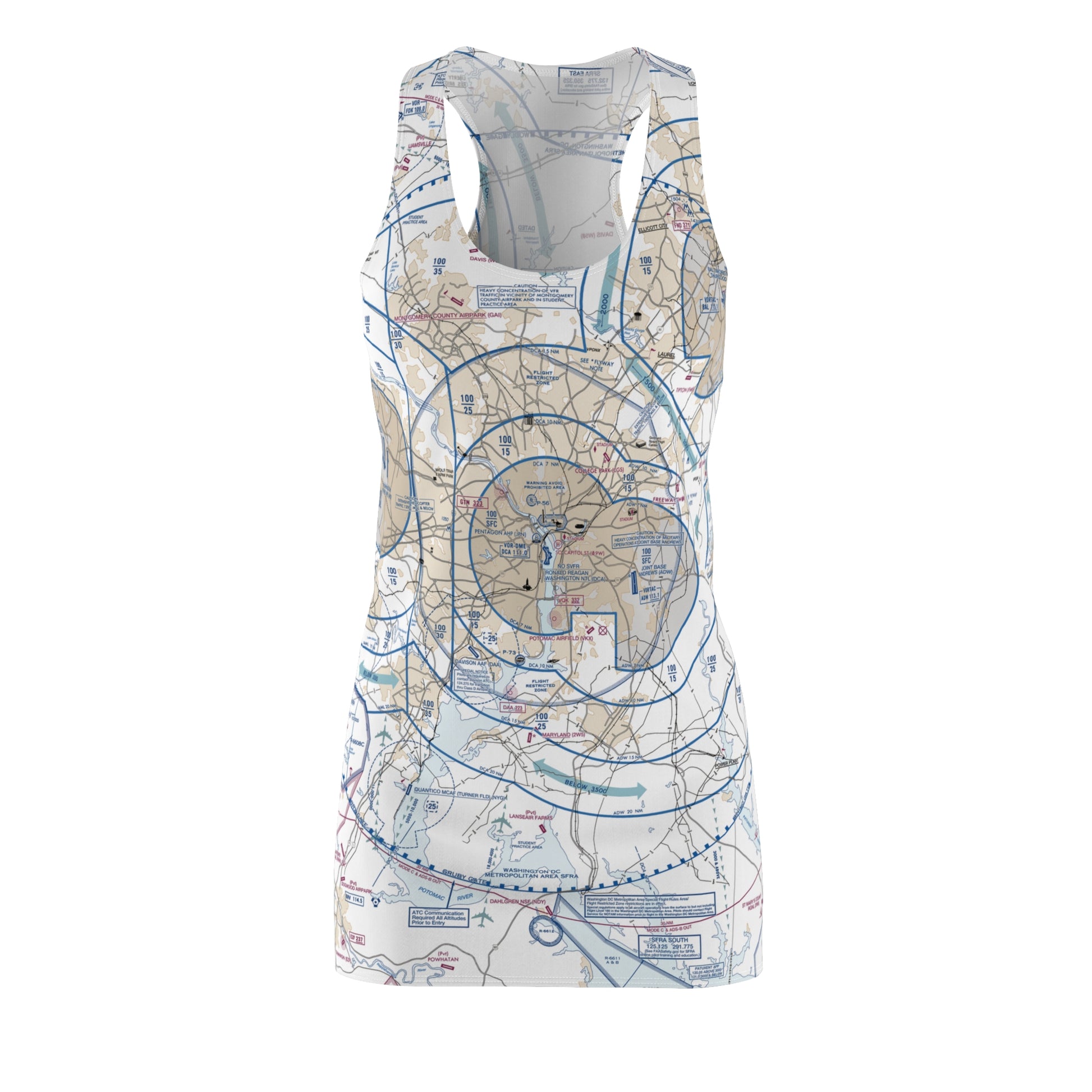 Baltimore-Washington Flyway Chart racerback dress