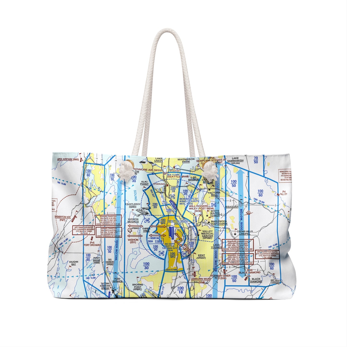 Aeronautical Chart weekender tote bag (KSEA Flyway Chart)