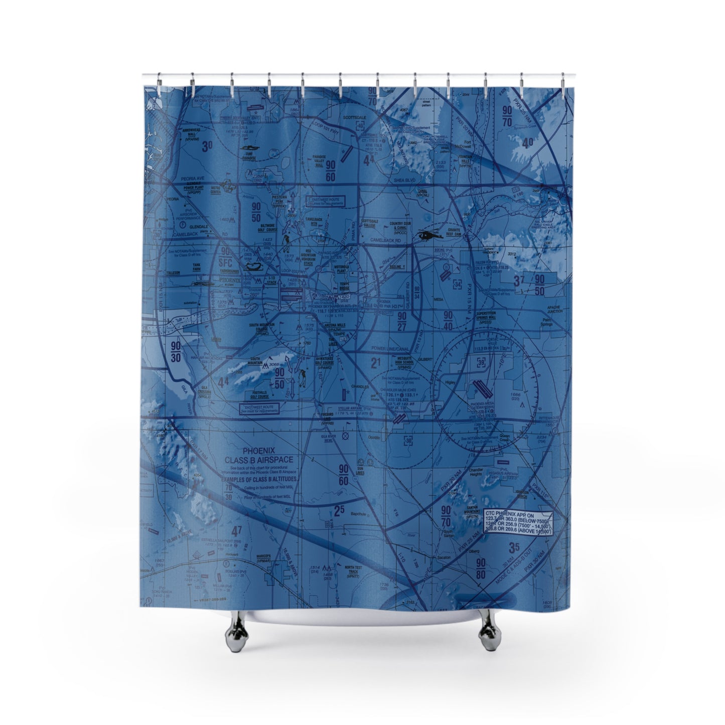 Aeronautical Chart shower curtain (KPHX/blue)