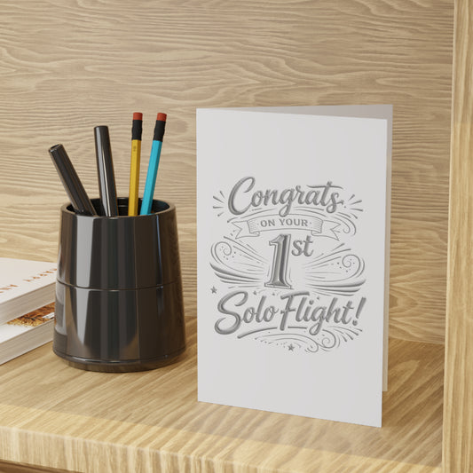 Congrats on your 1st Solo Flight! pack of 10 postcards (v3. silver)