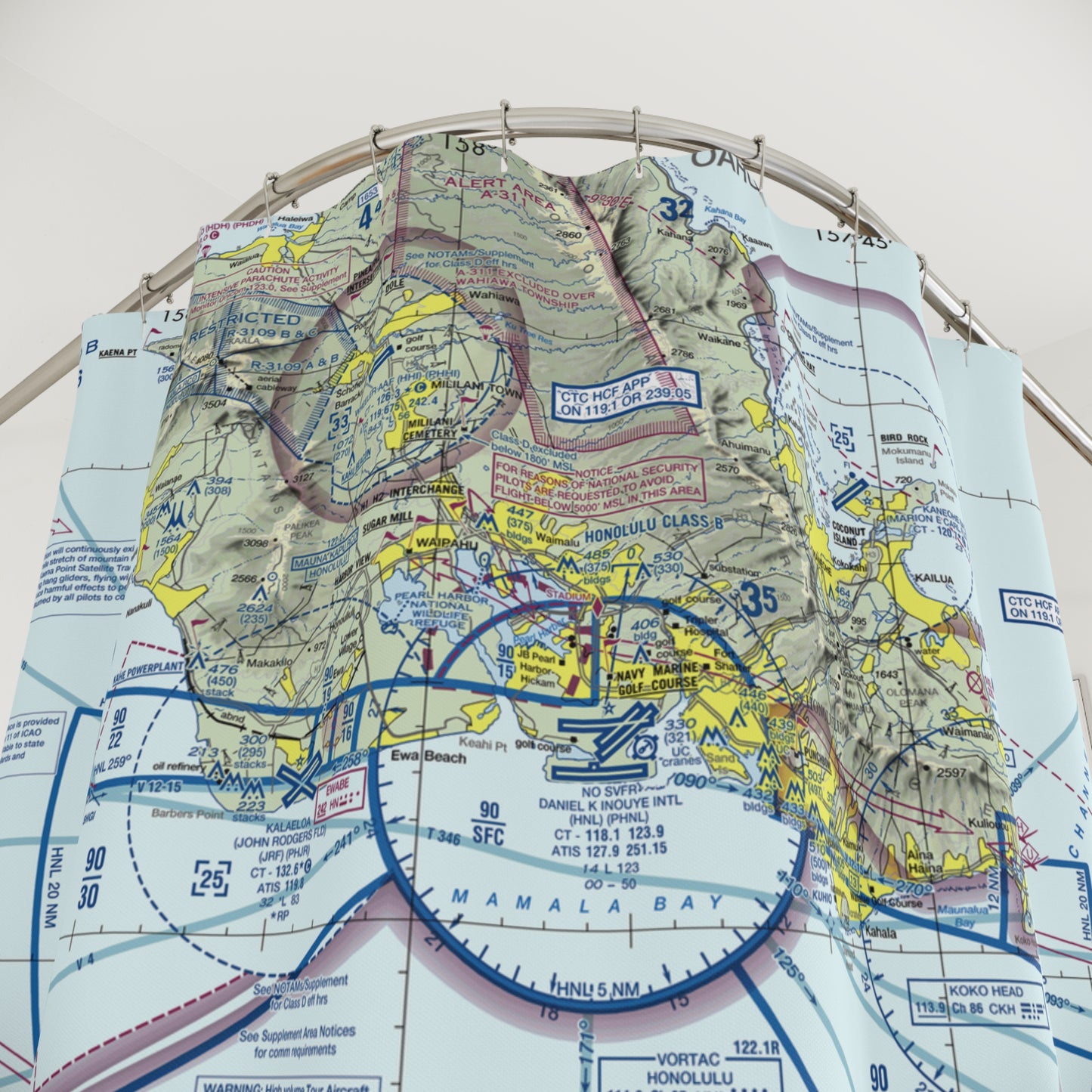 Aeronautical Chart shower curtain (PHNL)