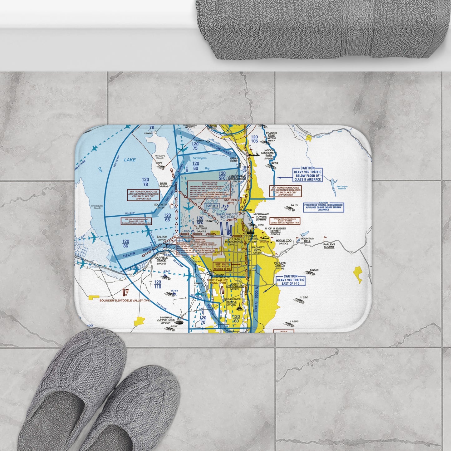 Salt Lake City Flyway Chart bath mat