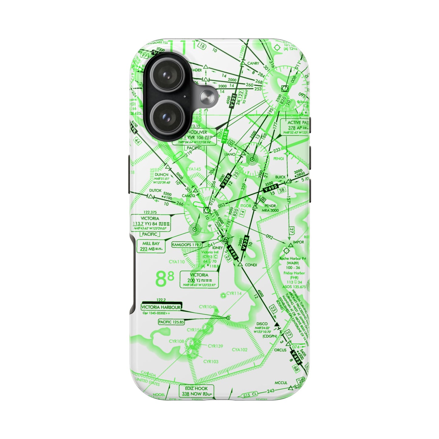 Enroute Low Altitude Chart (ELUS1) tough phone cases (green&white)