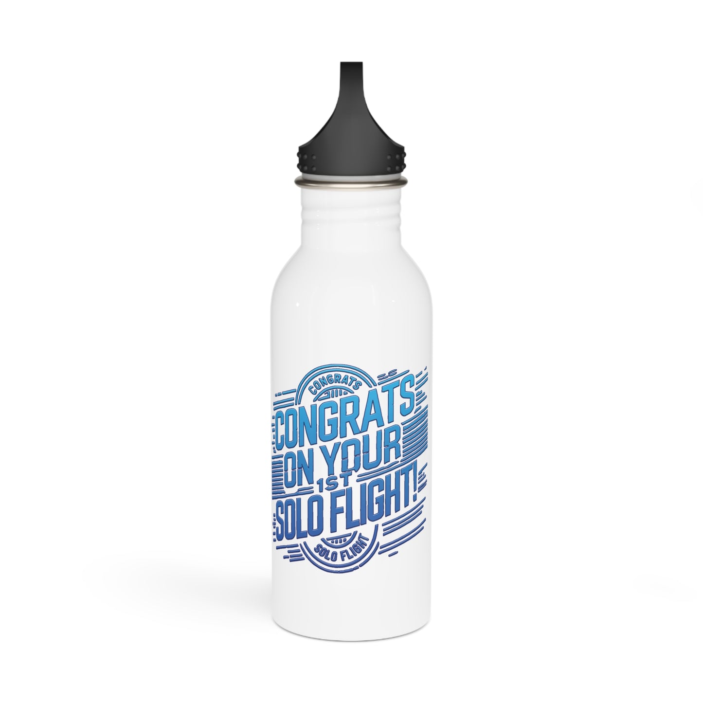Congrats on your 1st Solo Flight! 20 oz. stainless steel water bottle (v2. blue)