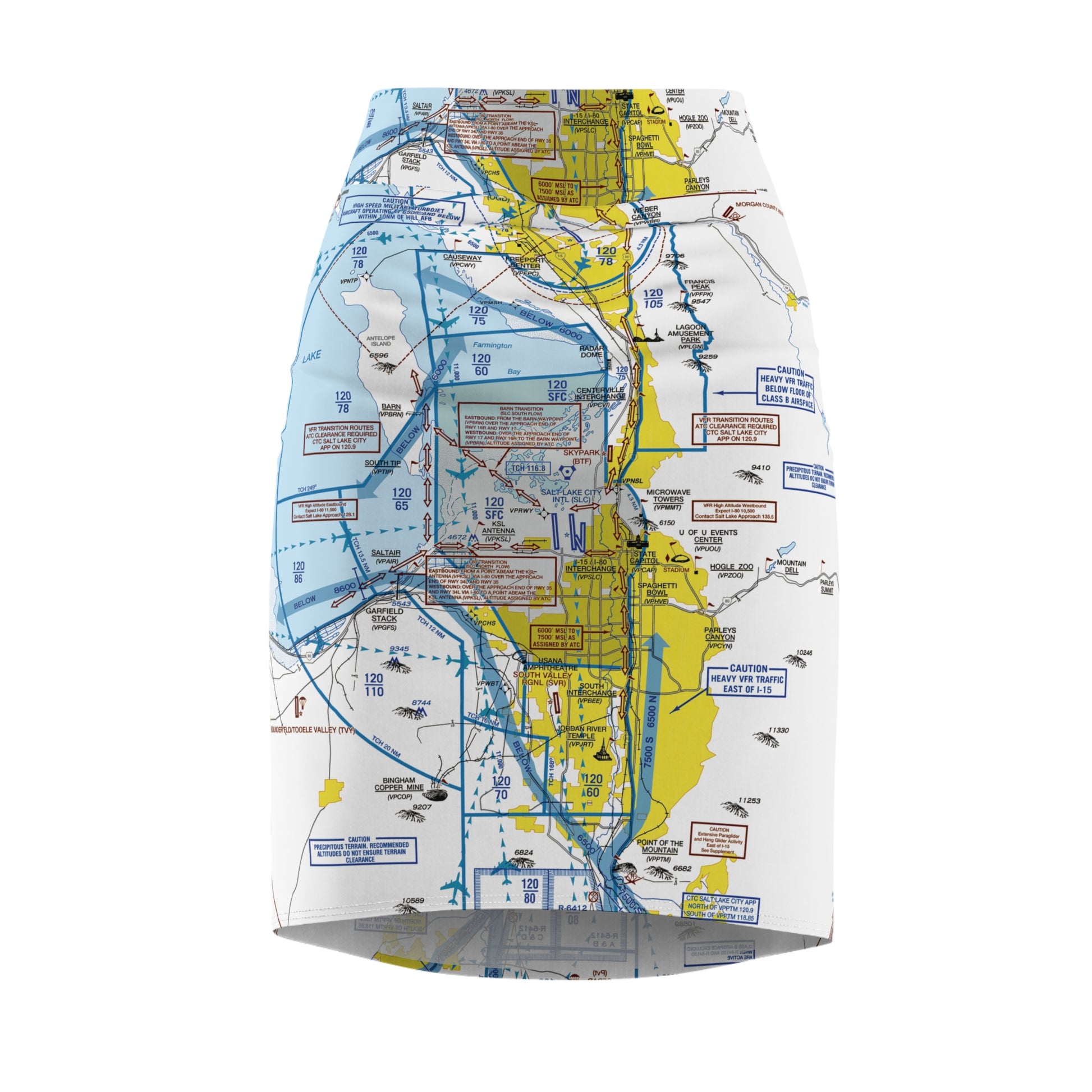 Salt Lake City Flyway Chart pencil skirt