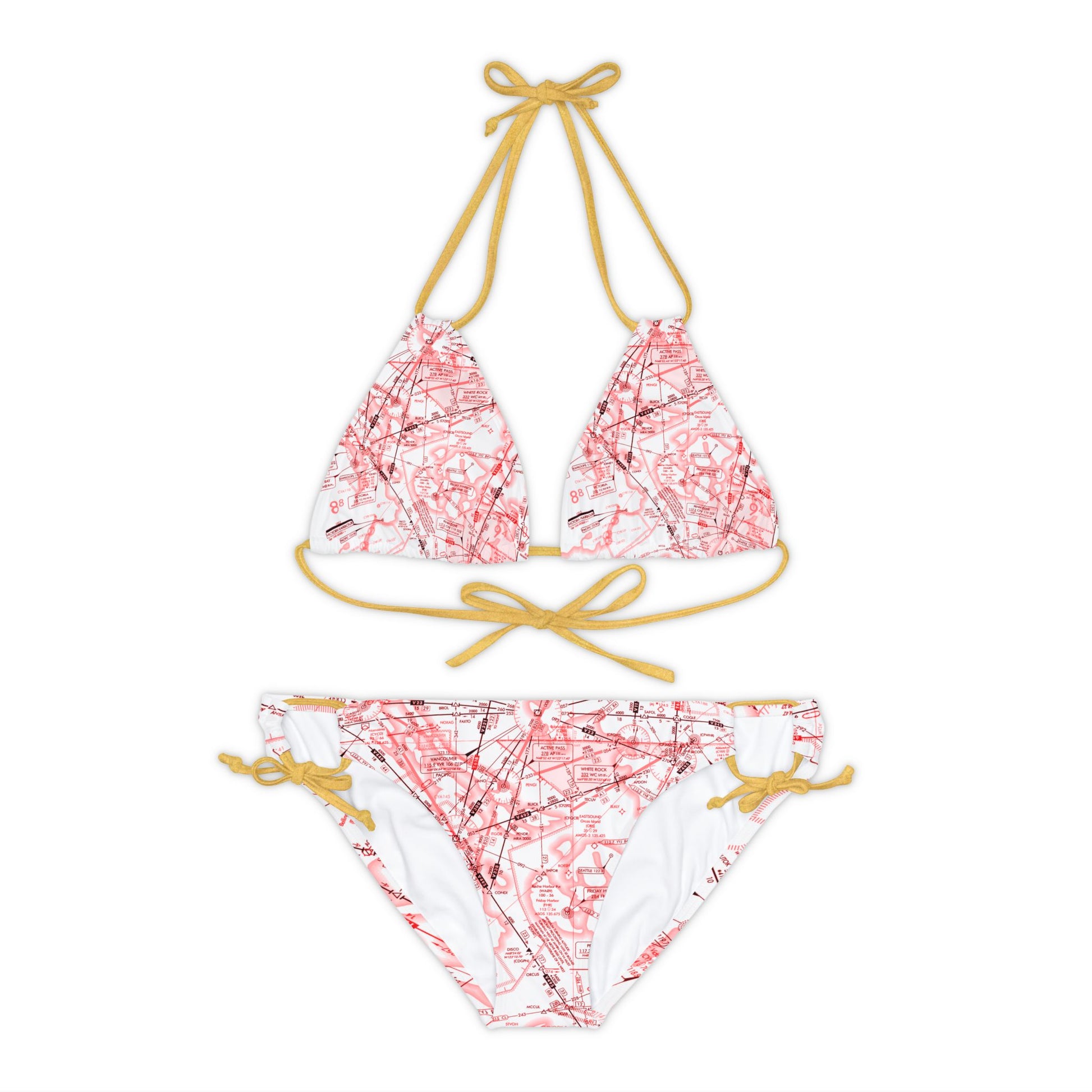 Enroute Low Altitude (ELUS1) Chart strappy bikini set (red&white)