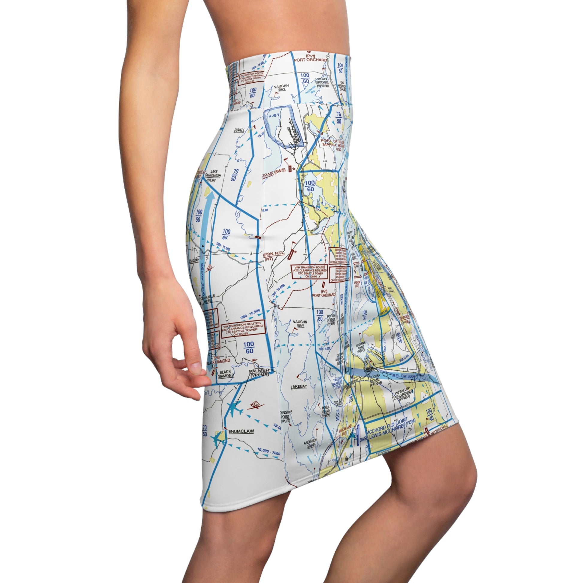 Seattle Flyway Chart pencil skirt