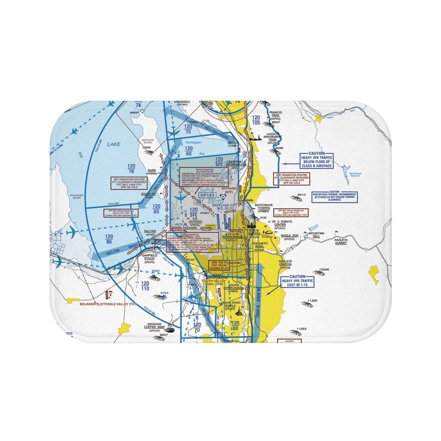 Salt Lake City Flyway Chart bath mat