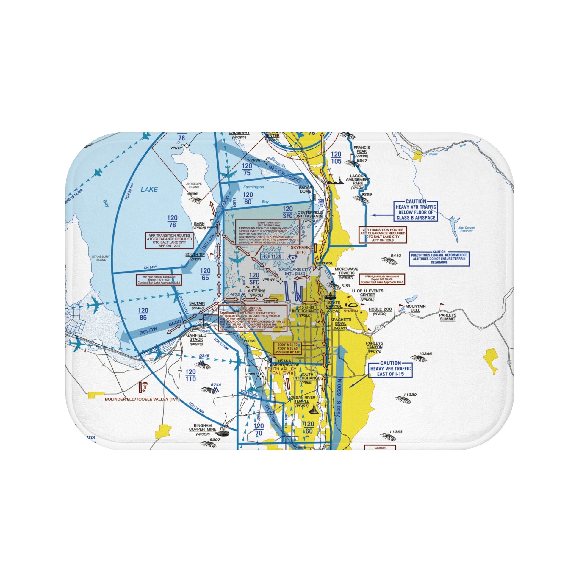 Salt Lake City Flyway Chart bath mat