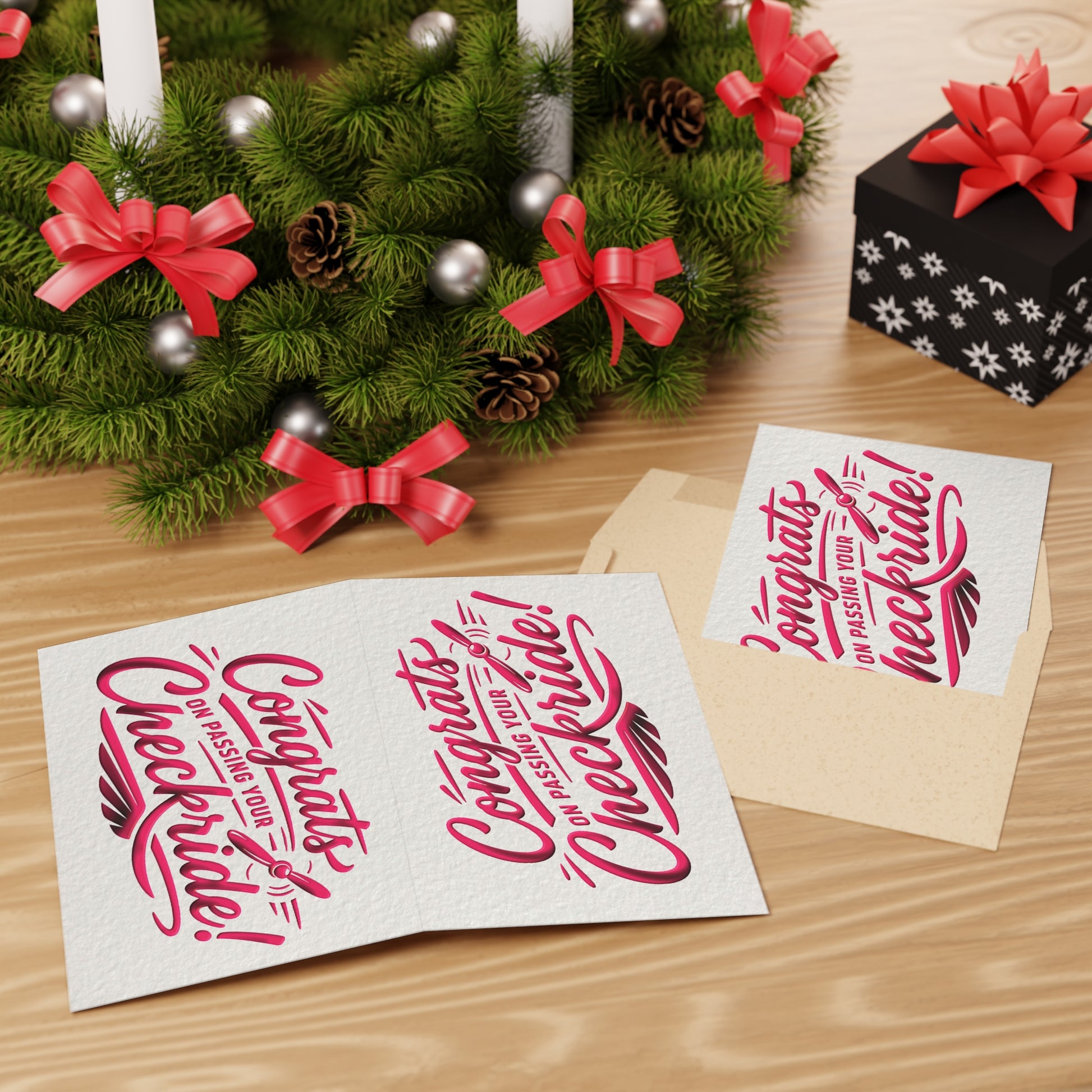 Congrats on passing your checkride! pack of 10 postcards (v4. pink)