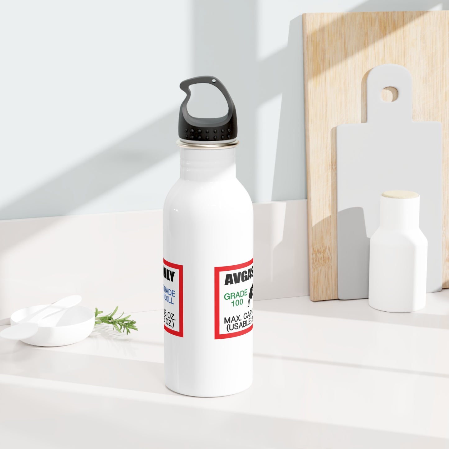 AVGAS / 100LL fuel only 20 oz. stainless steel water bottle