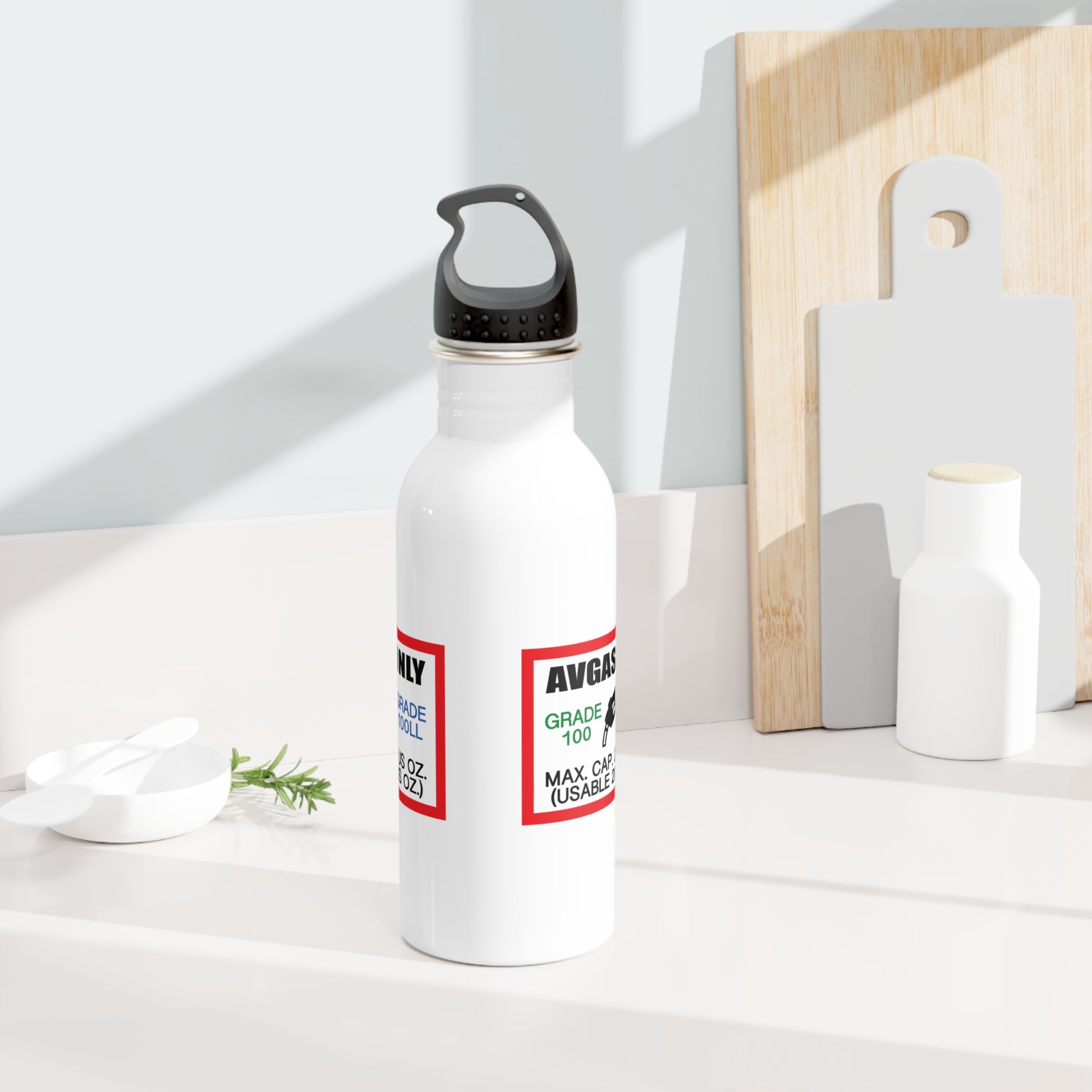 AVGAS / 100LL fuel only 20 oz. stainless steel water bottle