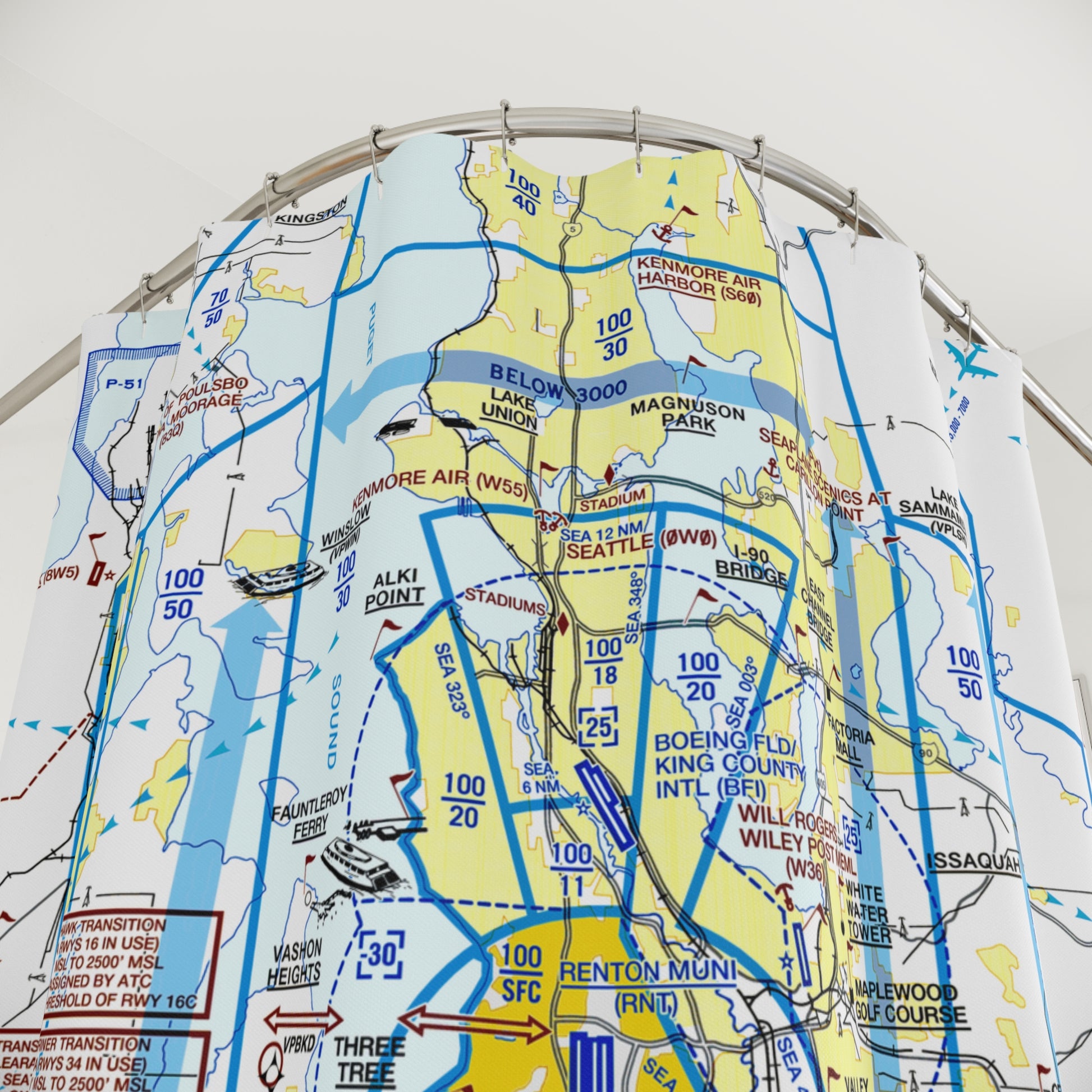 Aeronautical Chart shower curtain (KSEA/Flyway)