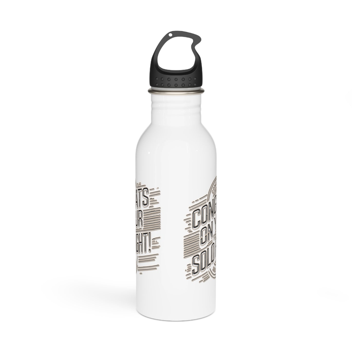 Congrats on your 1st Solo Flight! 20 oz. stainless steel water bottle (v2. silver)