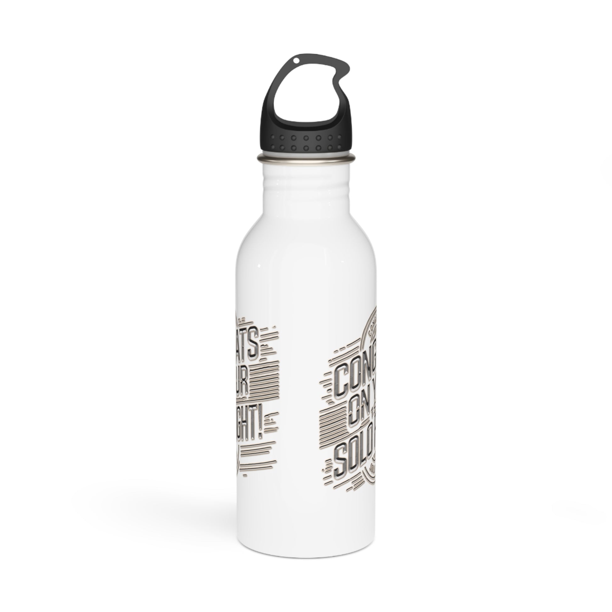 Congrats on your 1st Solo Flight! 20 oz. stainless steel water bottle (v2. silver)