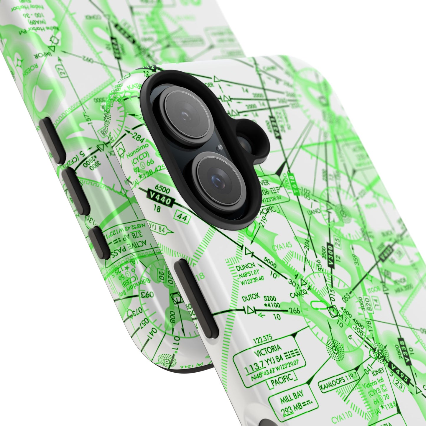 Enroute Low Altitude Chart (ELUS1) tough phone cases (green&white)
