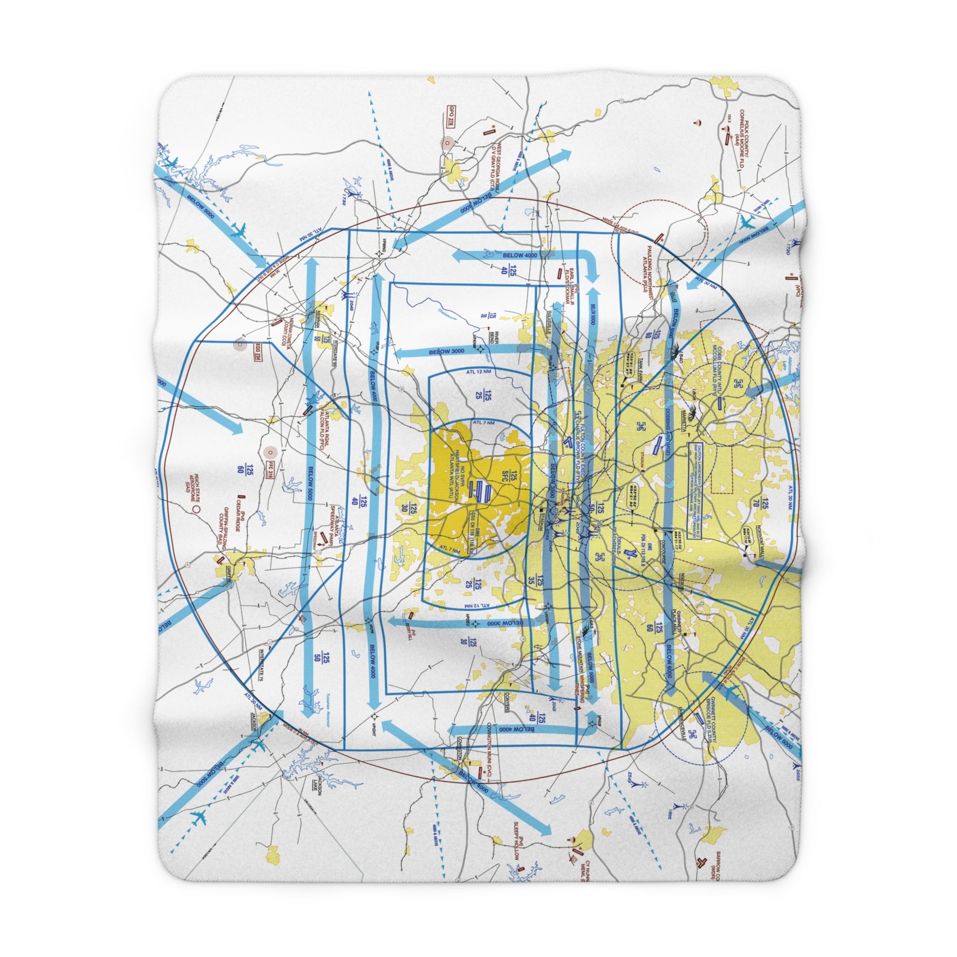 Atlanta Flyway Chart sherpa fleece blanket