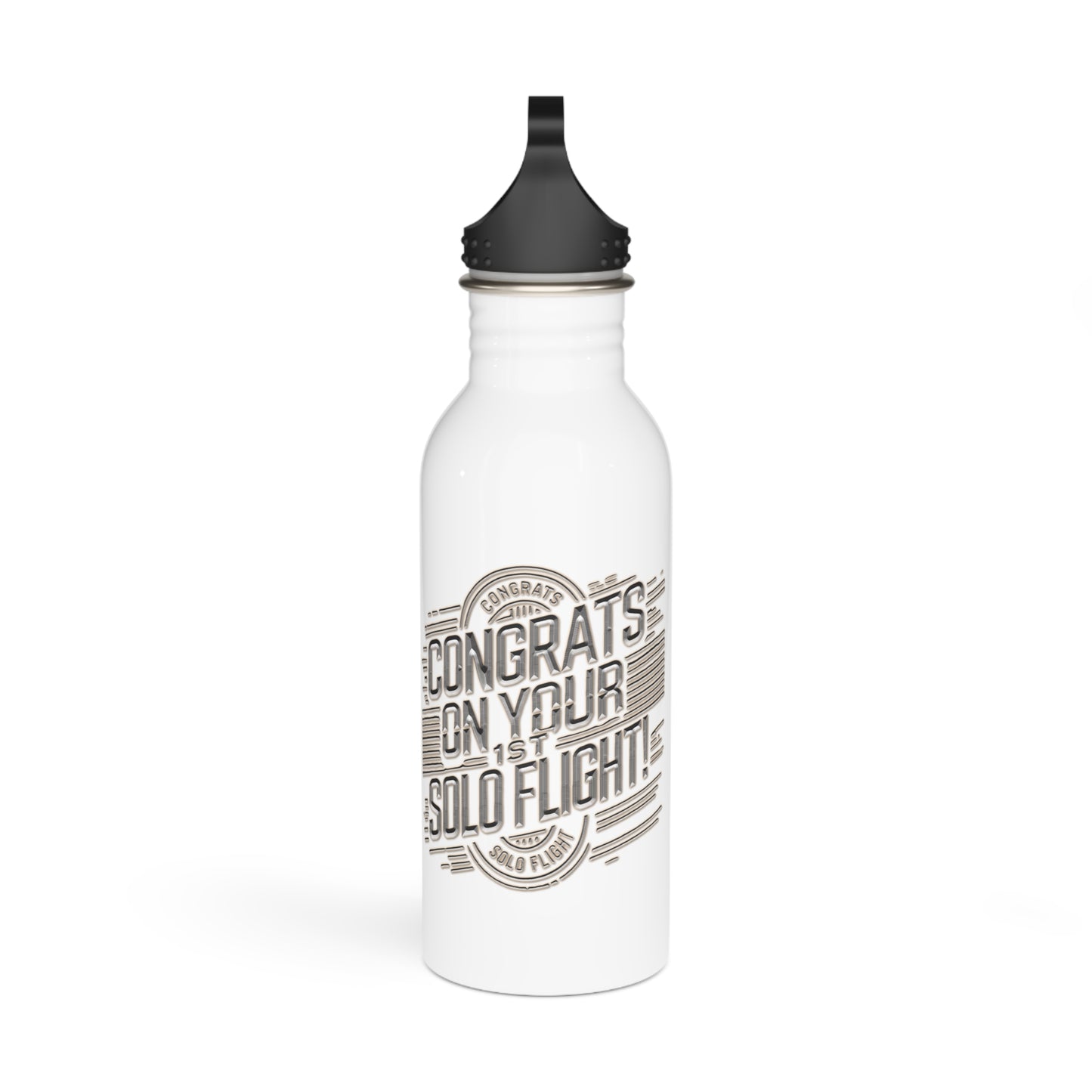 Congrats on your 1st Solo Flight! 20 oz. stainless steel water bottle (v2. silver)