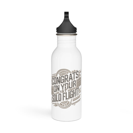 Congrats on your 1st Solo Flight! 20 oz. stainless steel water bottle (v2. silver)