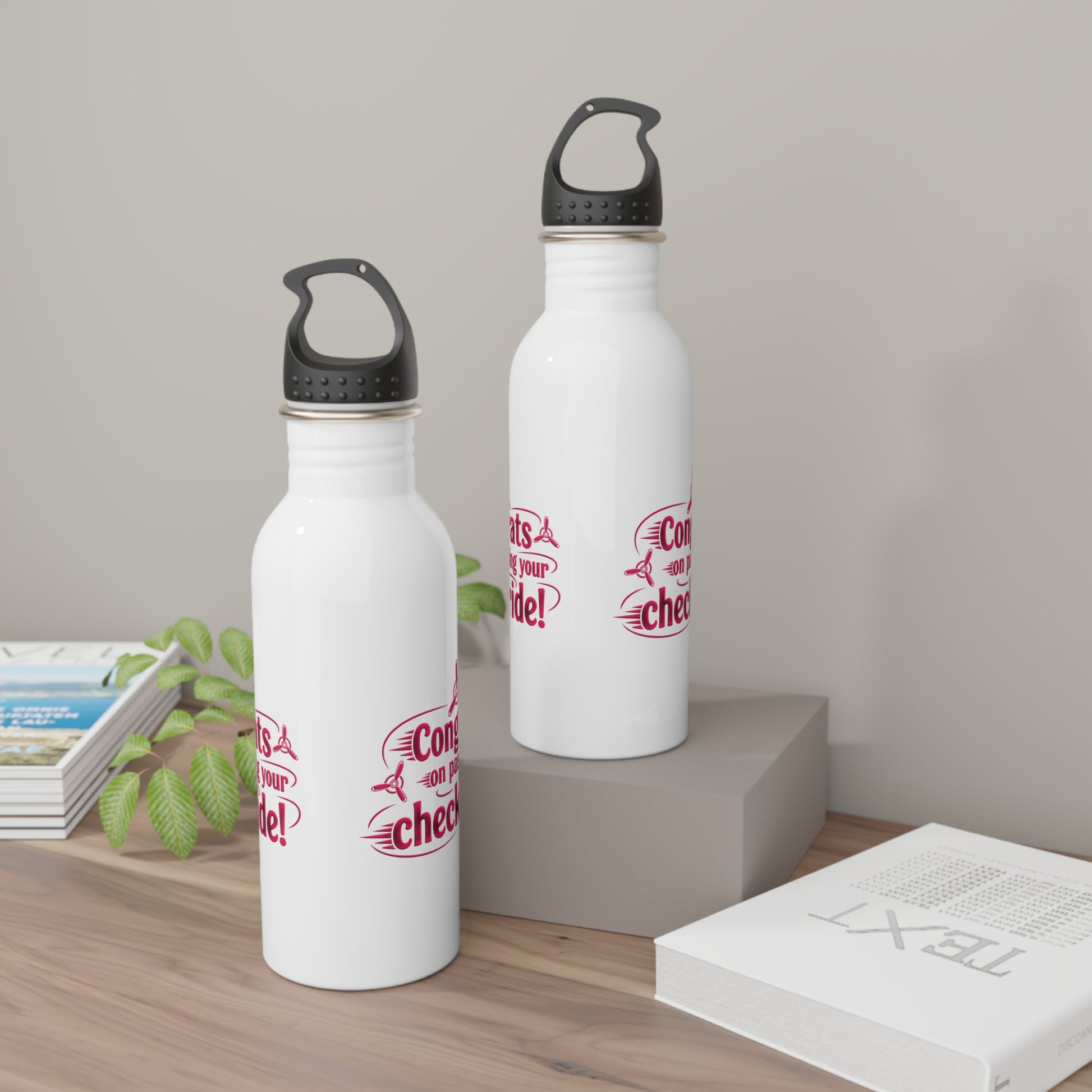Congrats on passing your checkride! 20 oz. stainless steel water bottle (v3. pink)