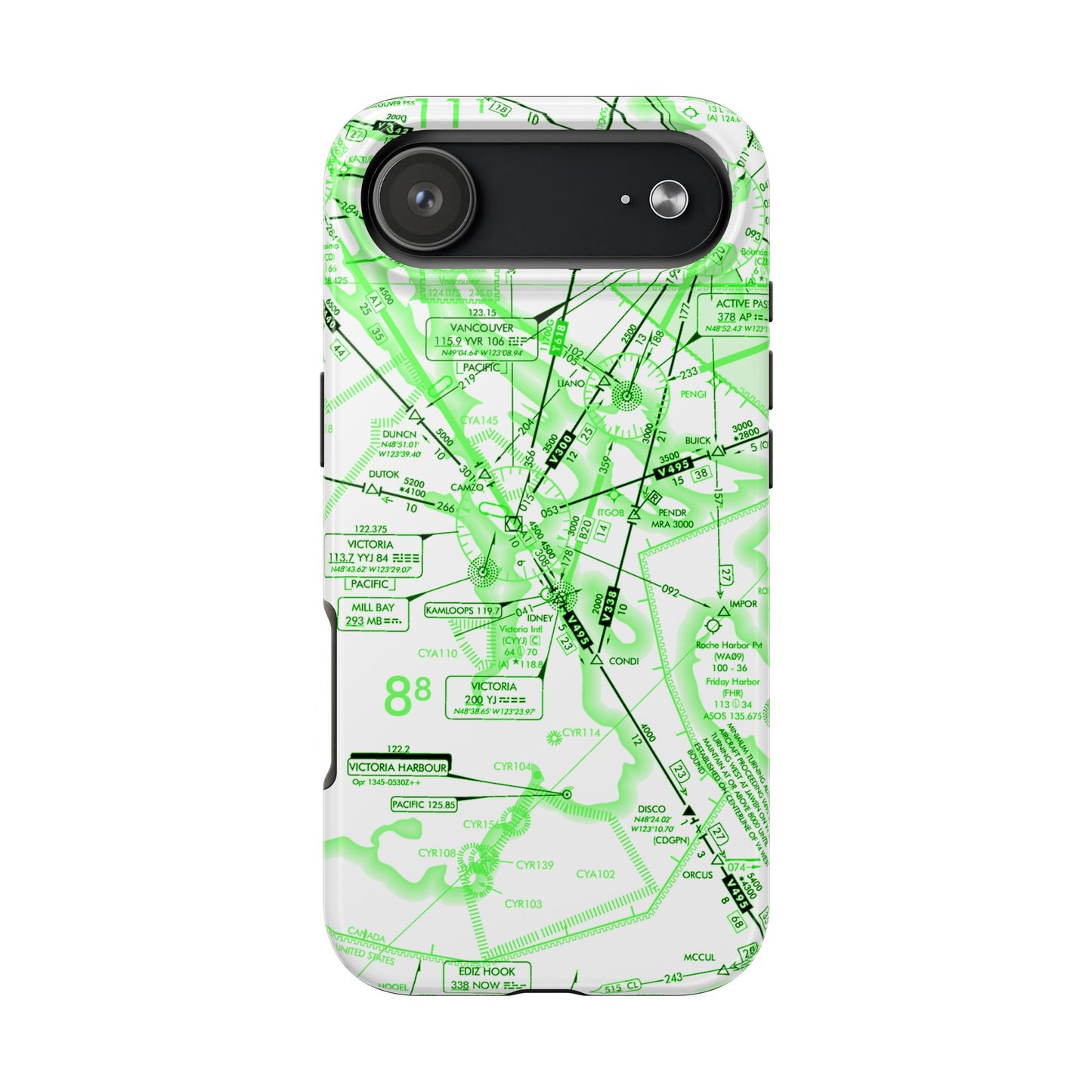 Enroute Low Altitude Chart (ELUS1) tough phone cases (green&white)