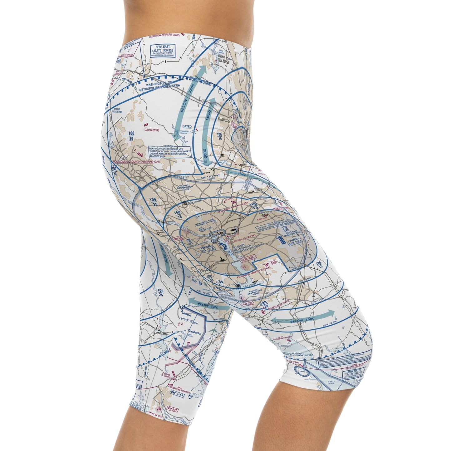 Baltimore-Washington Flyway Chart capri leggings