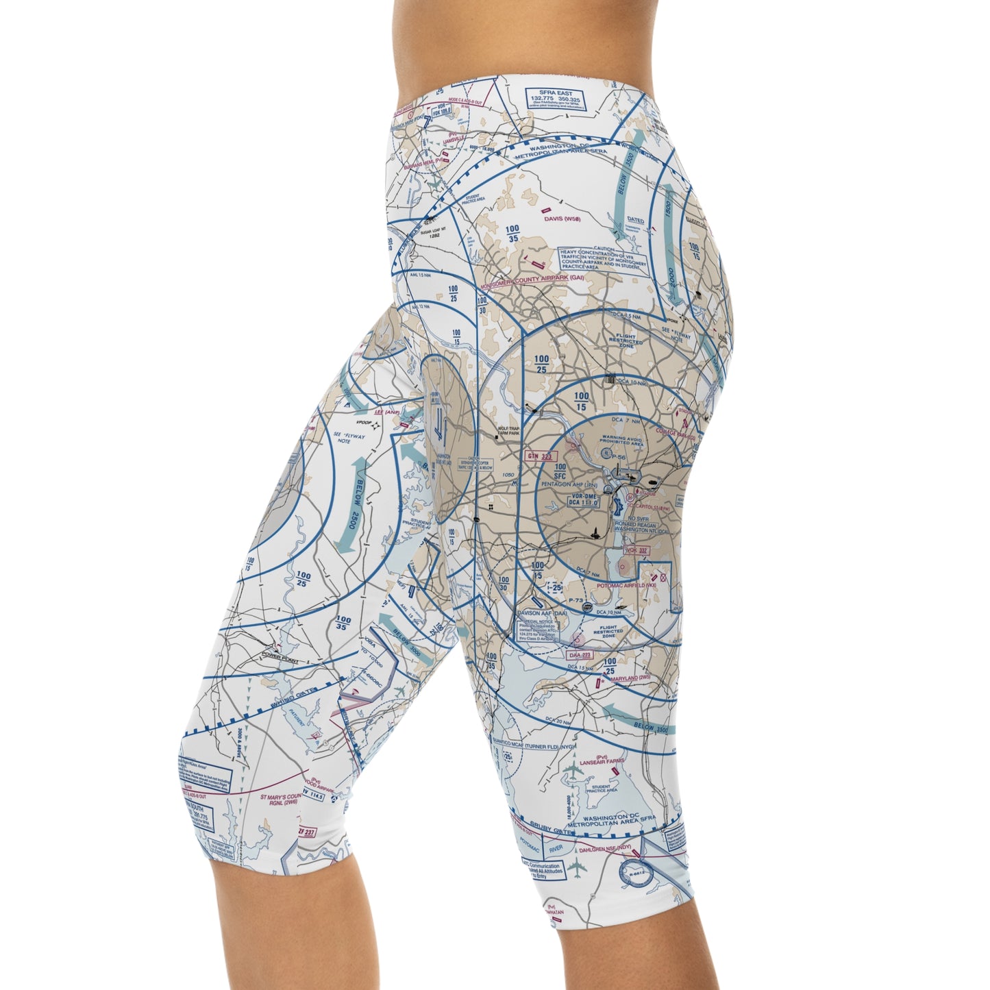 Baltimore-Washington Flyway Chart capri leggings