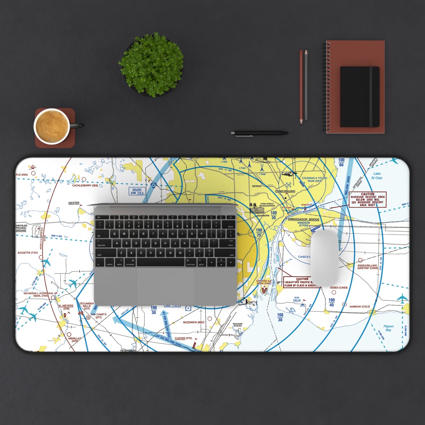 Detroit Flyway Chart desk mat