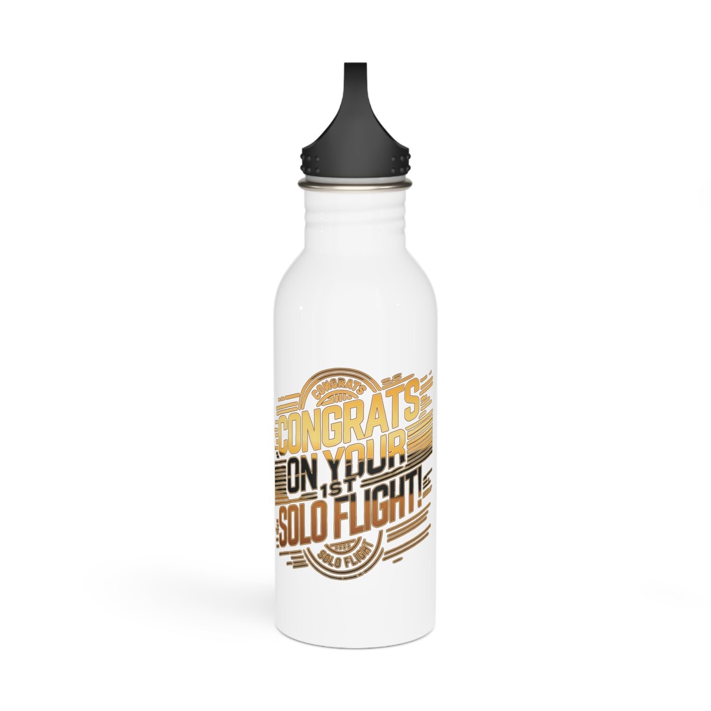 Congrats on your 1st Solo Flight! 20 oz. stainless steel water bottle (v2. gold)