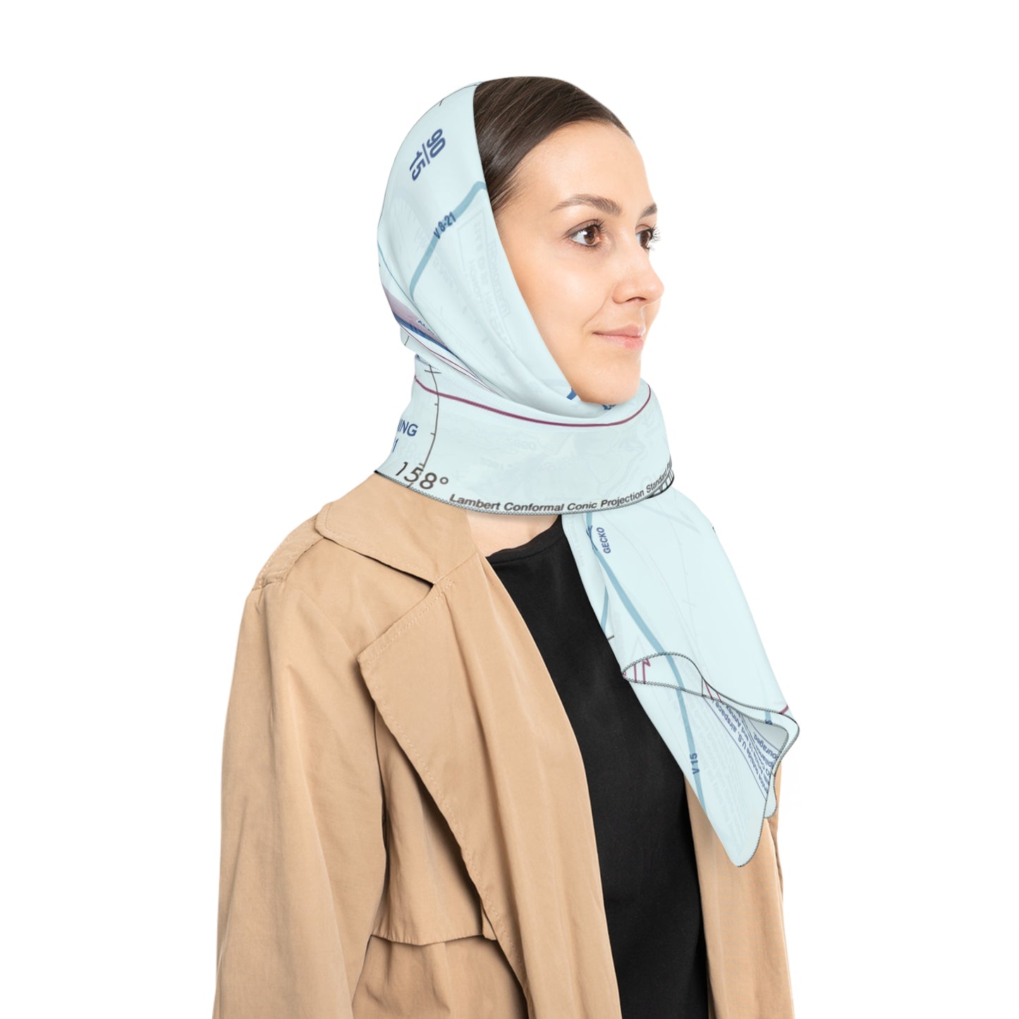 Honolulu Sectional Chart poly scarf