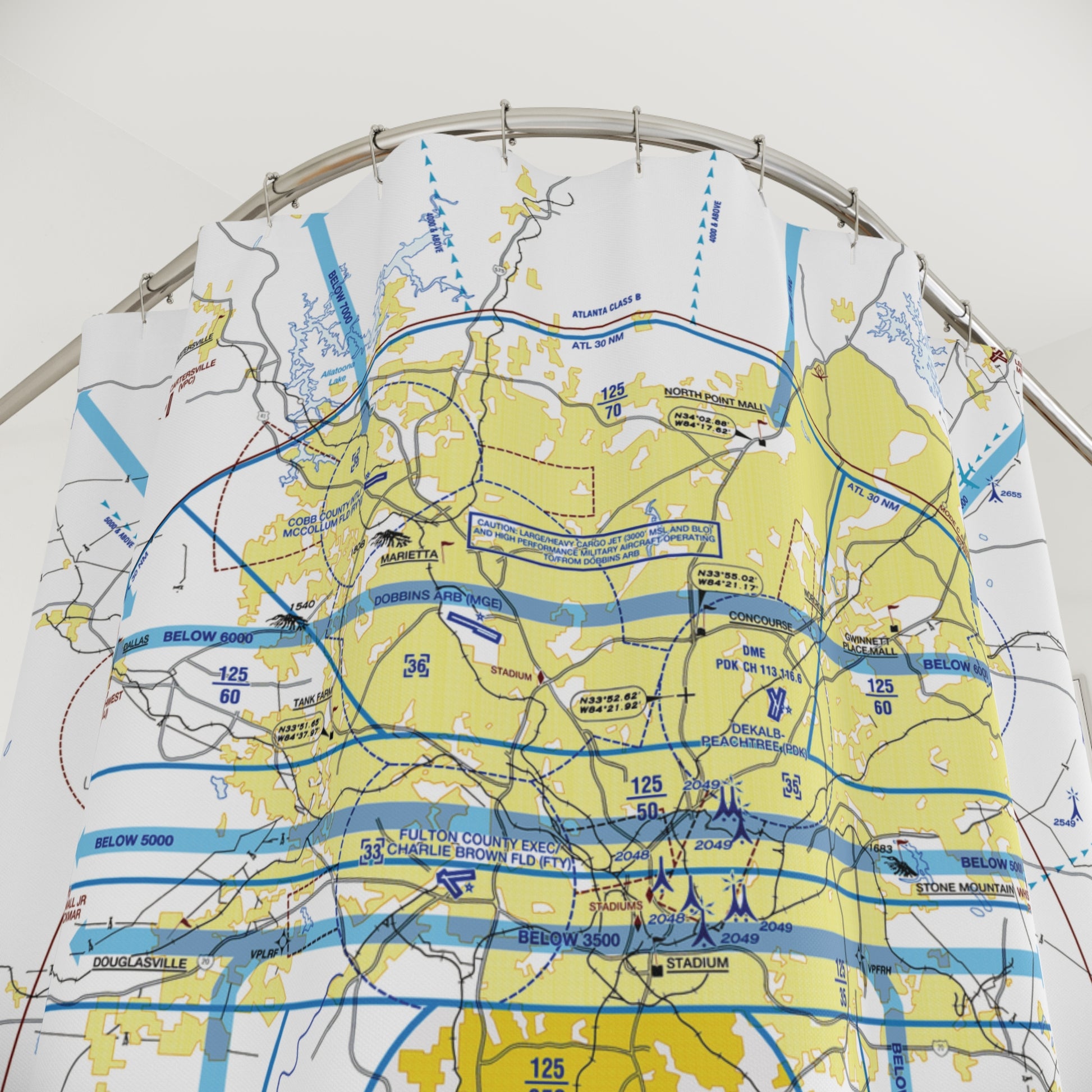 Aeronautical Chart shower curtain (KATL/Flyway)