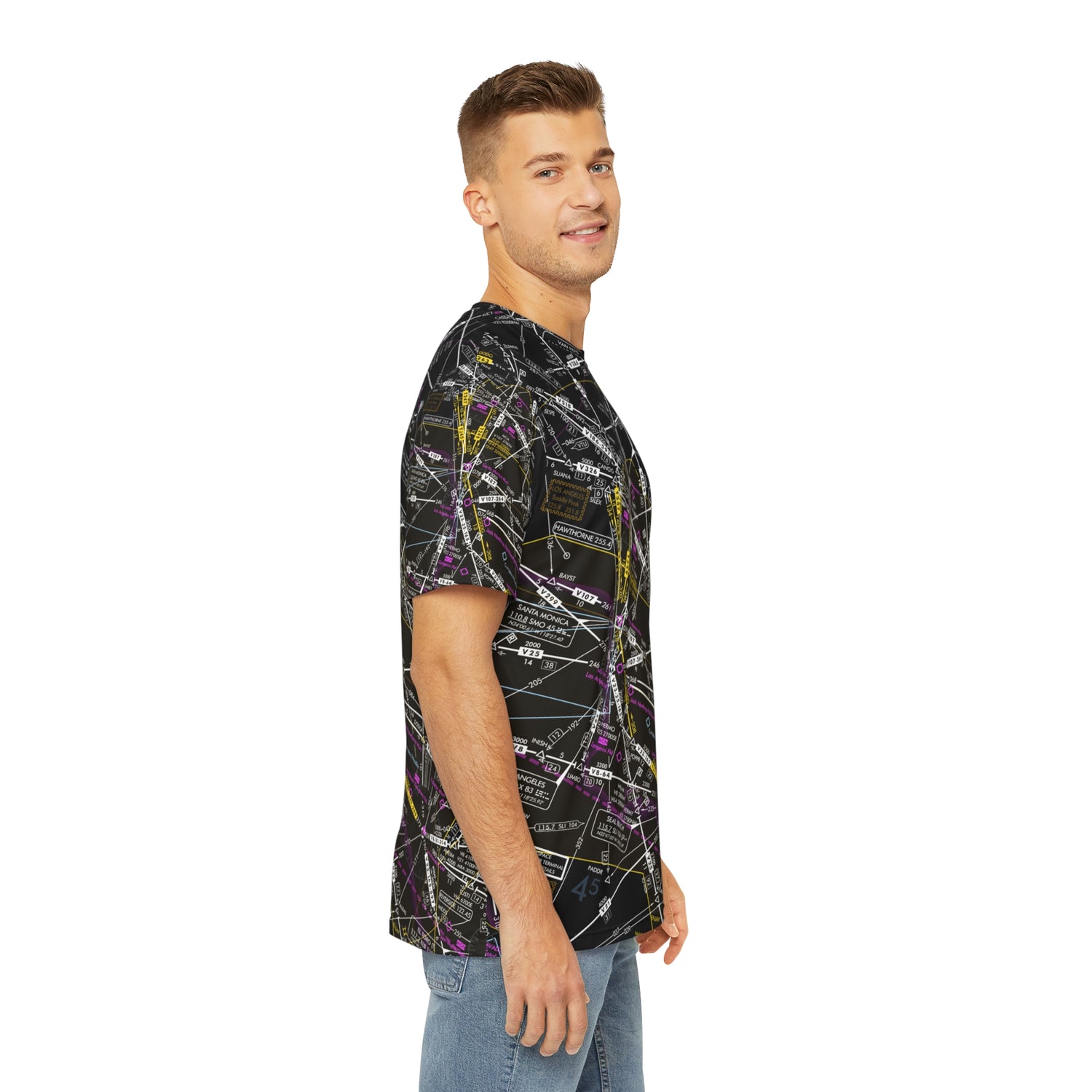 LAX Enroute Low Altitude Chart (invert) men's polyester shirt