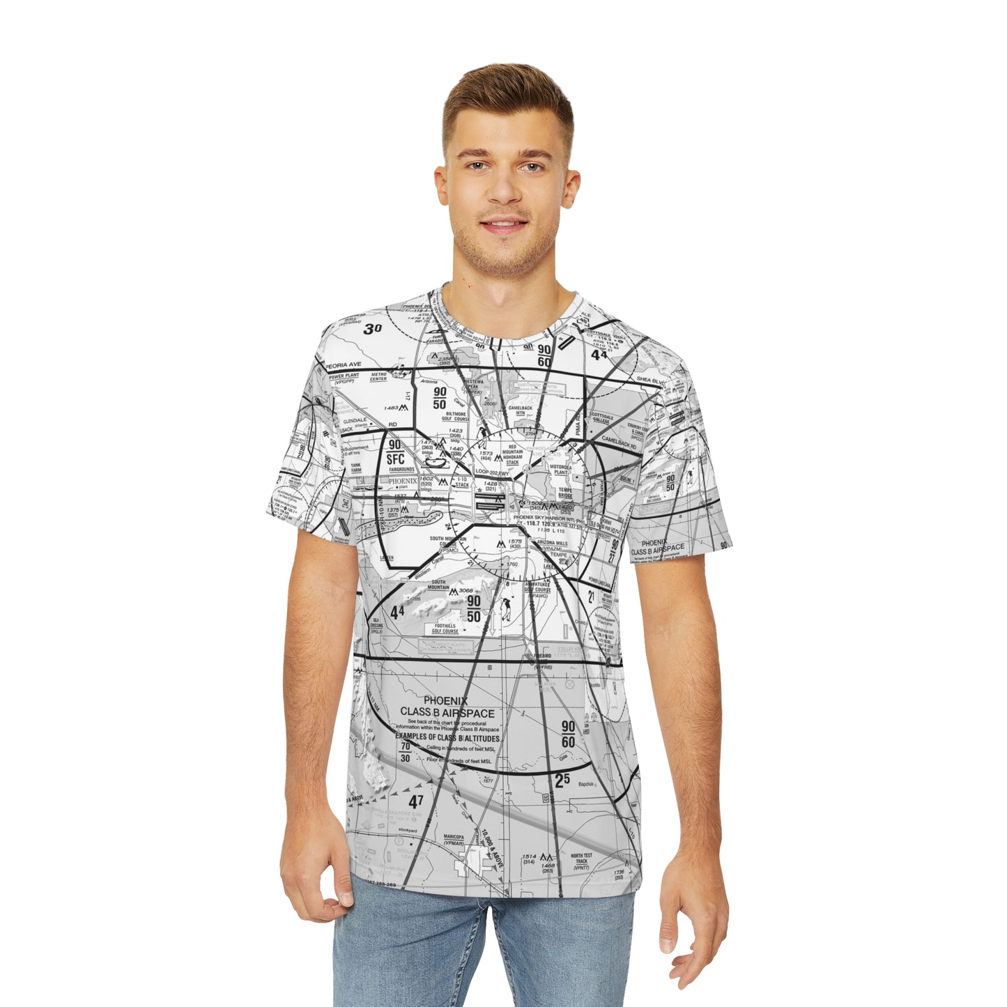 Phoenix TAC Chart (b&w) men's polyester shirt