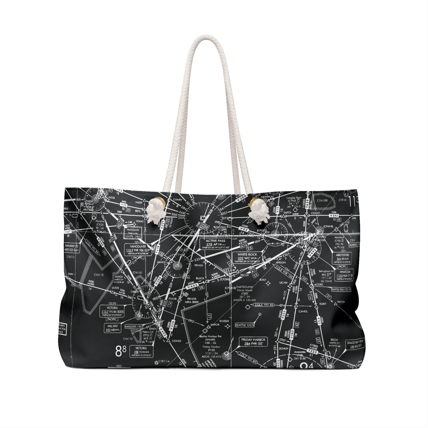 Aeronautical Chart weekender tote bag (ELUS1/b&w)