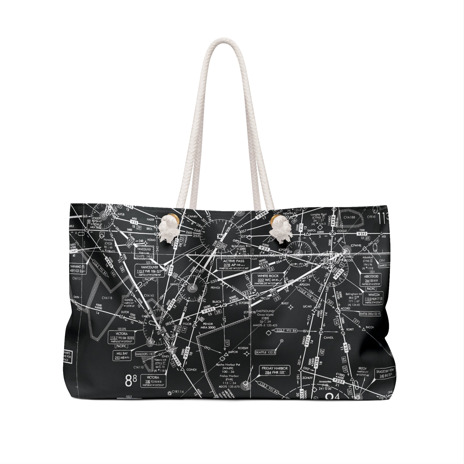 Aeronautical Chart weekender tote bag (ELUS1/b&w)