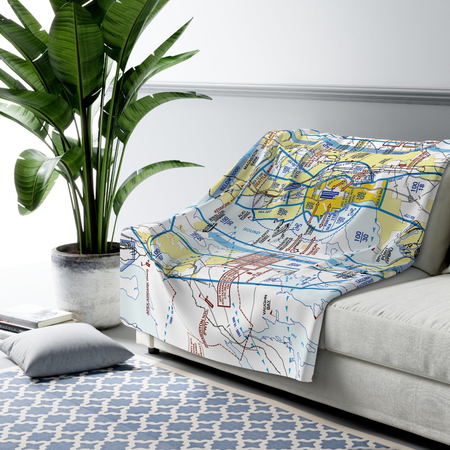 Seattle Flyway Chart sherpa fleece blanket