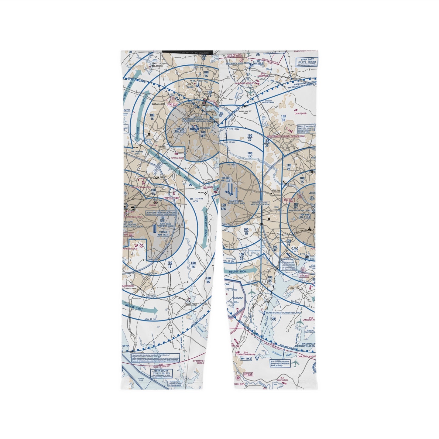 Baltimore-Washington Flyway Chart capri leggings