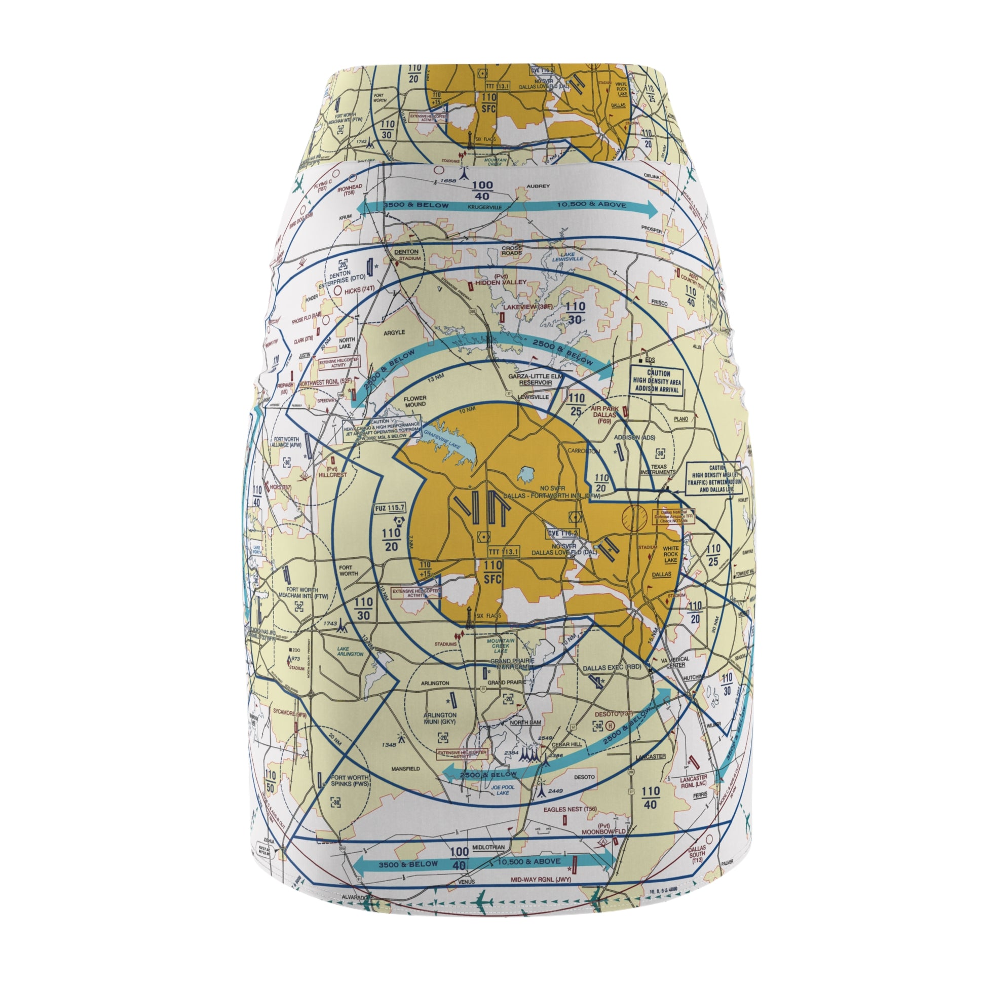Dallas - Ft. Worth Flyway Chart pencil skirt