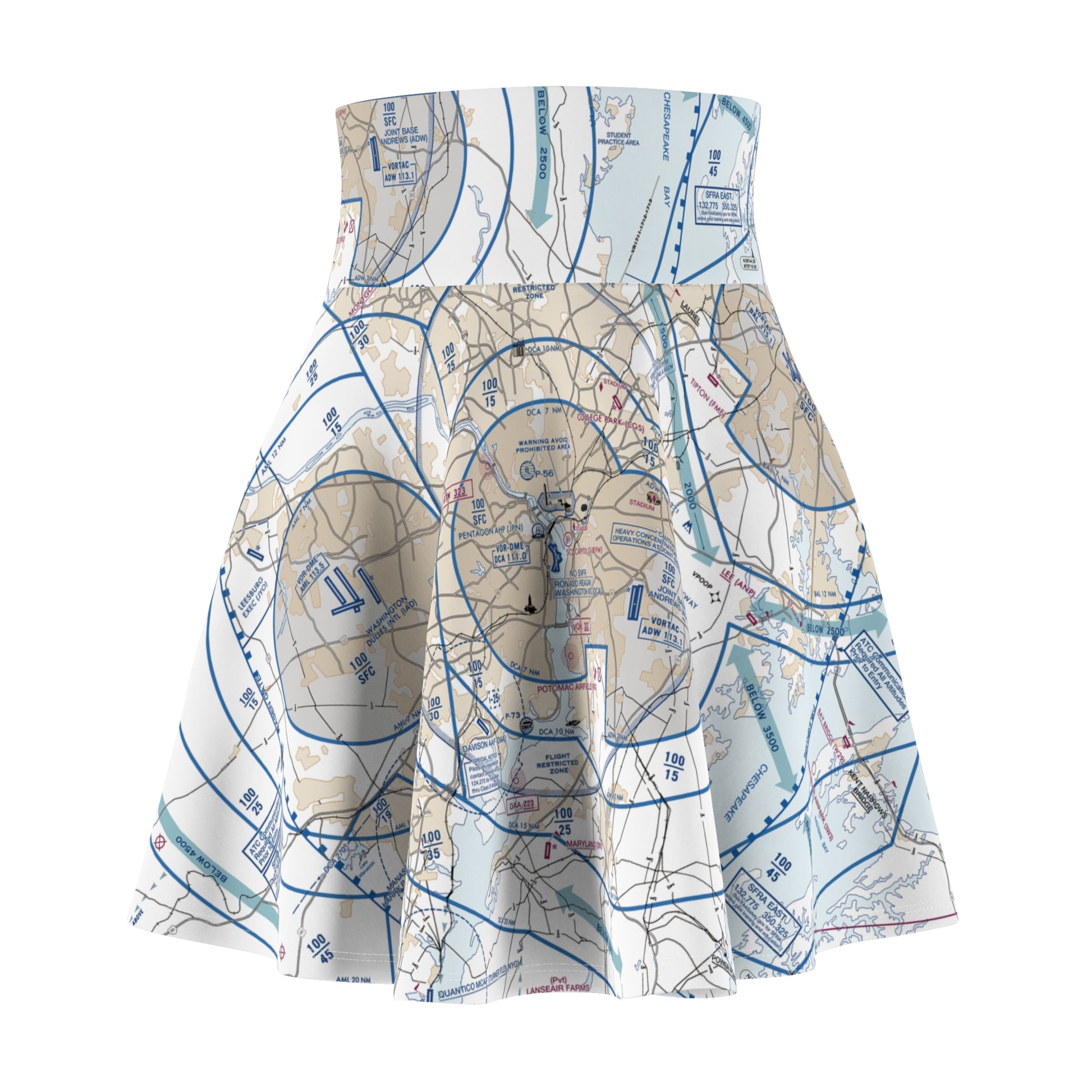 Baltimore-Washington Flyway Chart skater skirt